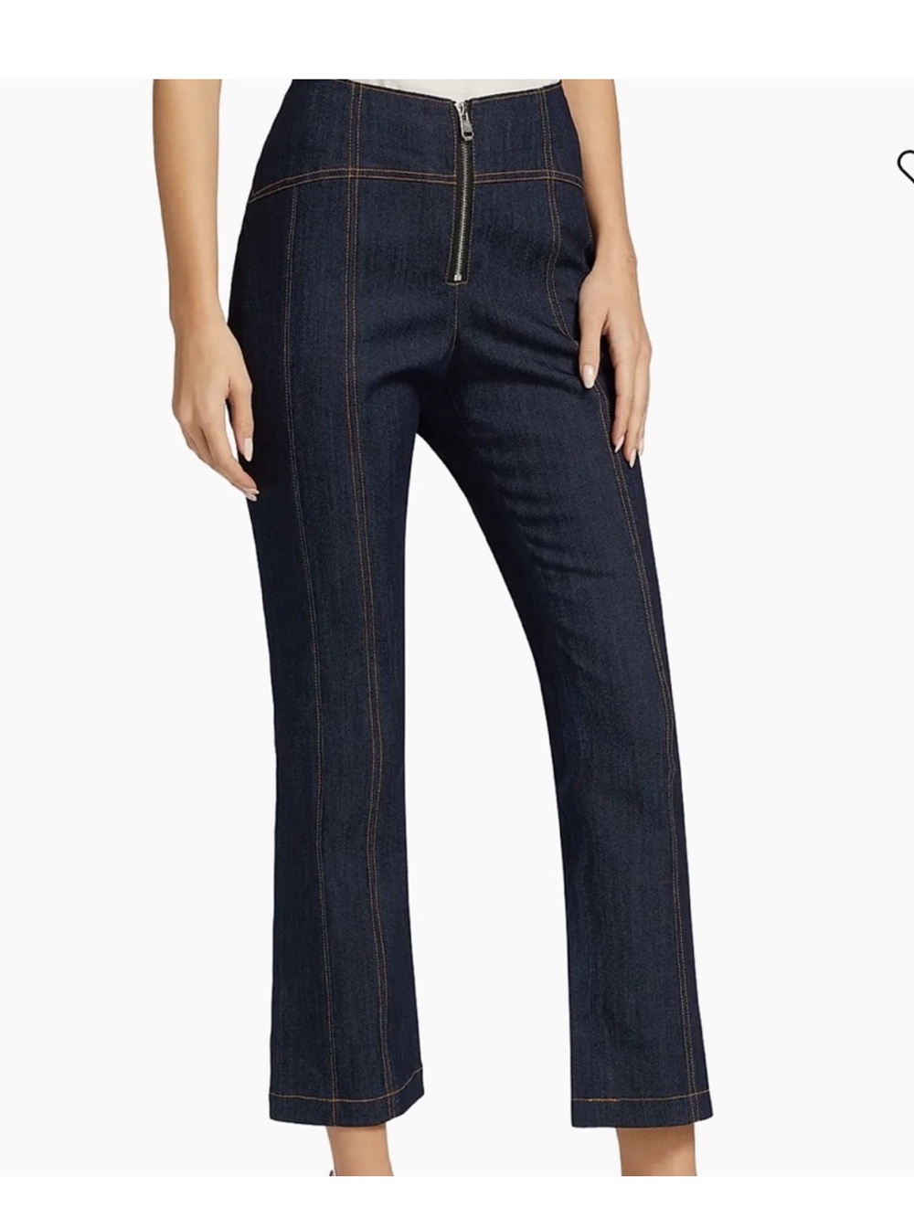 Cinq a Sept 5a7 Loren High Rise Front Zip Dark Wash Crop Jeans Pants size 2 - Picture 5 of 13